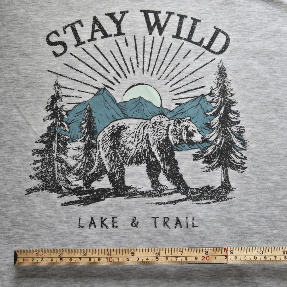 Lake & Trail Stay Wild Bear Graphic T-Shirt Gray XXXL
